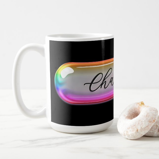 Café Caneca com Nome Personalizado – Lente de Vidro Col (Com Donut)
