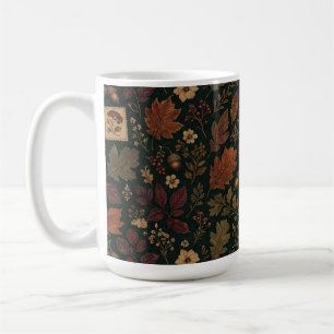 Café Caneca com Padrão Botânico Outonal Vintage de Dark