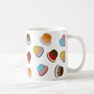 Café Caneca com Padrão Colorido de Mini Donuts