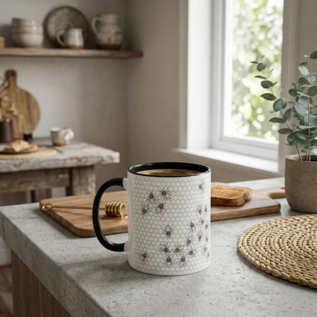 Café Caneca com Padrão de Abelha e Mel (Criador carregado)