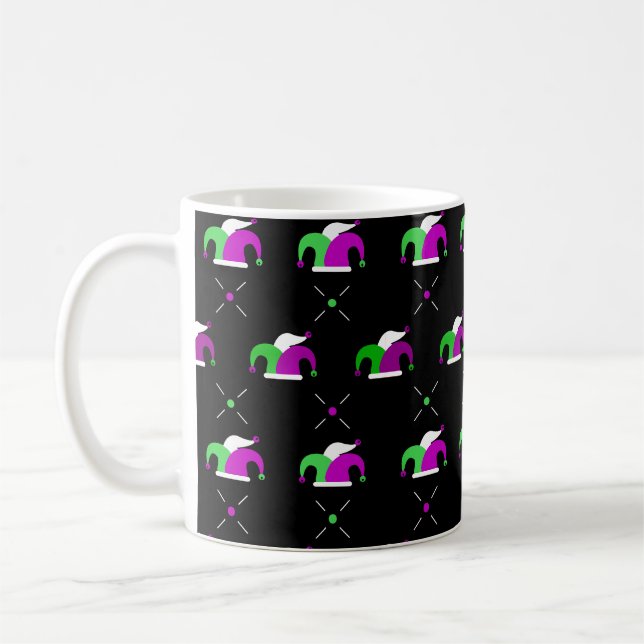 Café Caneca com Padrão de Chapéu de Bobo do Carnaval (Esquerda)