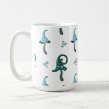 Caneca com Padrão de Cogumelo Azul Caprichoso