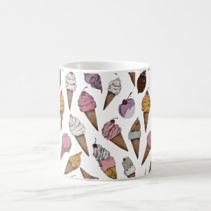 Café Caneca com Padrão de Cone de Sorvete Doce