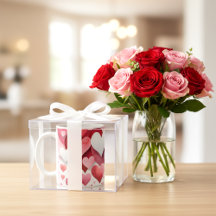 Caneca com Padrão de Coração Romântico