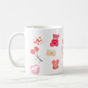 Café Caneca com Padrão de Desenhos Simples do Dia dos N
