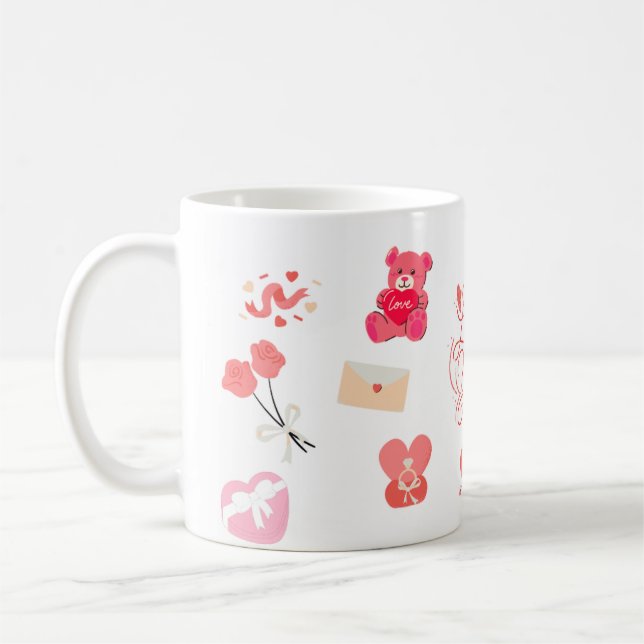 Café Caneca com Padrão de Desenhos Simples do Dia dos N (Esquerda)