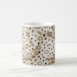 Café Caneca com Padrão de Desenhos Stay Cozy