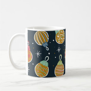 Café Caneca com Padrão de Enfeite de Natal Colorido