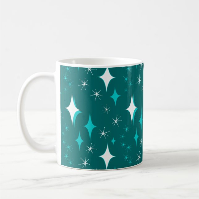 Café Caneca com Padrão de Estrela em Verde Água e Branc (Esquerda)