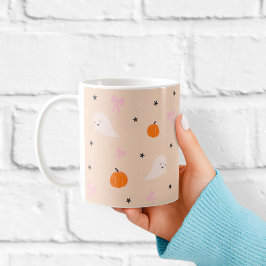Café Caneca com padrão de fantasma de Halloween de outo