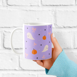 Café Caneca com padrão de fantasma roxo fofo de Hallowe