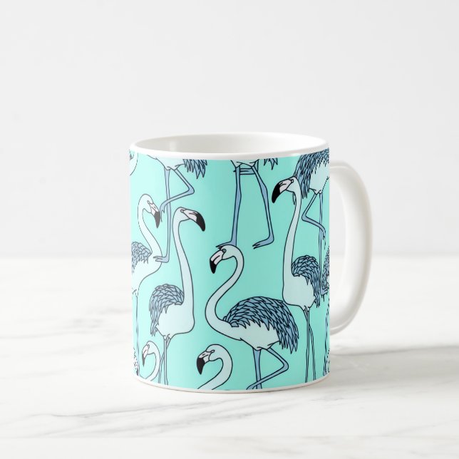 Café Caneca com padrão de flamingo em azul turquesa – M (Frente Esquerda)