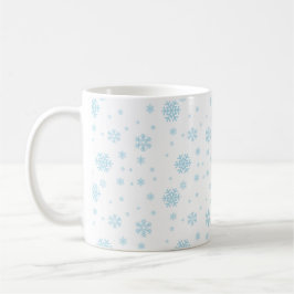 Café Caneca com Padrão de Floco de Neve Azul Caprichoso