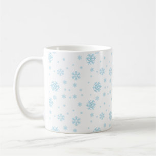 Café Caneca com Padrão de Floco de Neve Azul Caprichoso