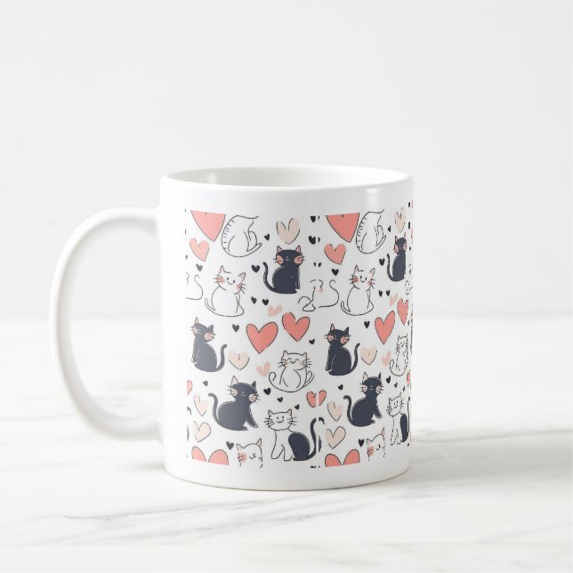 Café Caneca com Padrão de Gato Fofo (Esquerda)