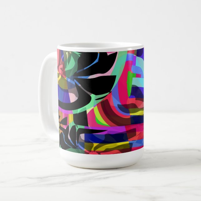 Café Caneca com padrão de grafite abstrato colorido | A (Frente Esquerda)