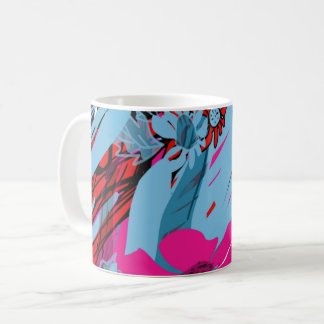 Café Caneca com padrão de grafite floral azul | Urbano