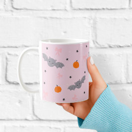 Café Caneca com Padrão de Morcego Cor-de-Rosa de Hallow