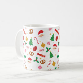 Café Caneca com padrão de Papai Noel Fofo e Guloseimas