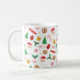 Café Caneca com padrão de Papai Noel Fofo e Guloseimas 