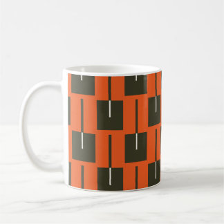 Café Caneca com padrão ousado de laranja queimada e aze