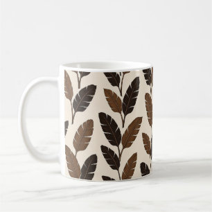 Café caneca com padrão realista de folhas de banana tro