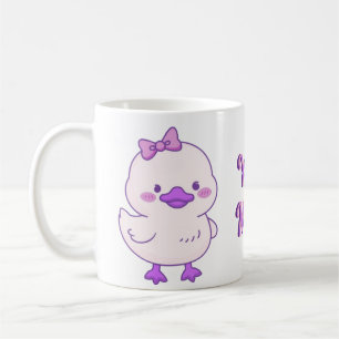 Café Caneca com Patinho Bebê Fofo Kawaii com Laço de Ca
