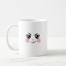 Café Caneca com rosto de anime fofo minimalista