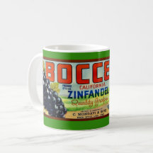 Caneca com rótulo de uvas Zinfandel Bocce