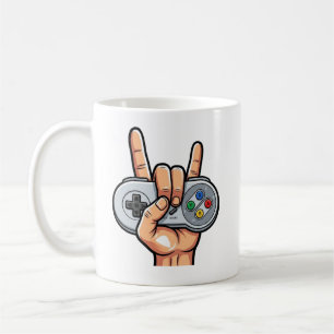 Café Caneca com Sinal de Mão de Jogador de Controle Ret