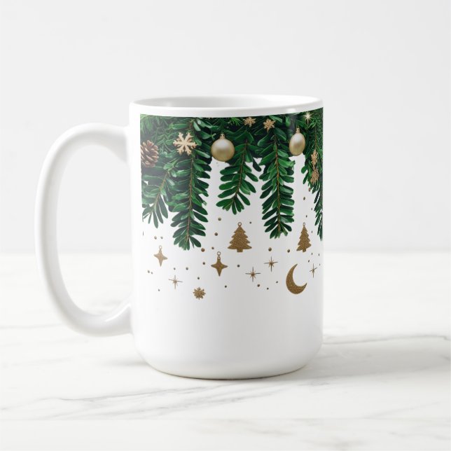 Café Caneca Combo Folhagem de Inverno Dourada - Verde P (Esquerda)