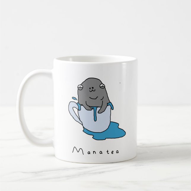 Café Caneca cómica engraçada do chá de Manatea | (Esquerda)