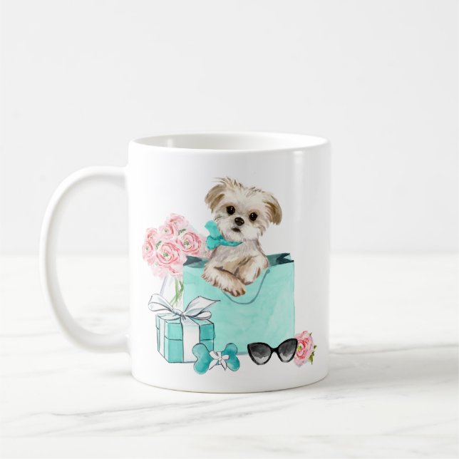 Café Caneca cor-de-rosa das flores de Tiffany da mamã (Esquerda)