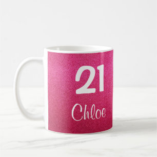 Café Caneca cor-de-rosa do aniversário de 21 anos do