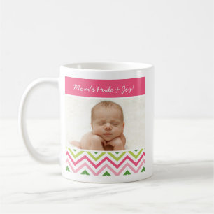 Café Caneca cor-de-rosa e verde da foto de Chevron