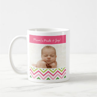 Café Caneca cor-de-rosa e verde da foto de Chevron