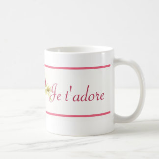 Café Caneca cor-de-rosa floral de "t'adore Je" 11 onças