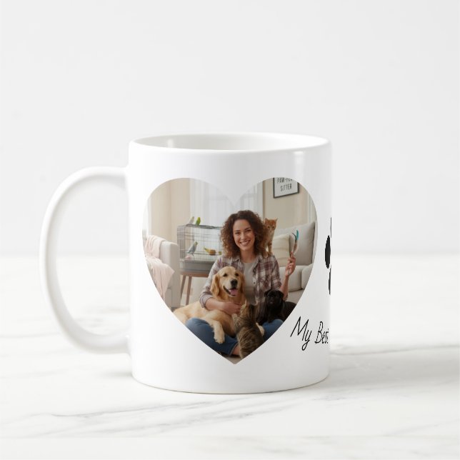 Café Caneca Coração com Foto de Animal Personalizada (Esquerda)