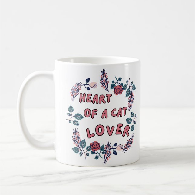 Café Caneca Coração de Amante de Gatos (Esquerda)