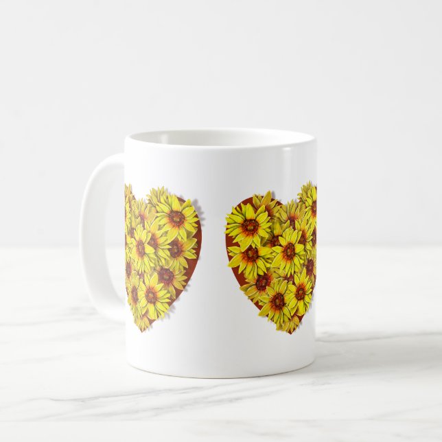Café Caneca Coração de Girassol (Frente Esquerda)