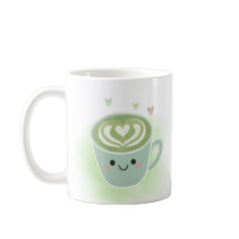 Caneca Coração de Matcha Latte Sorridente