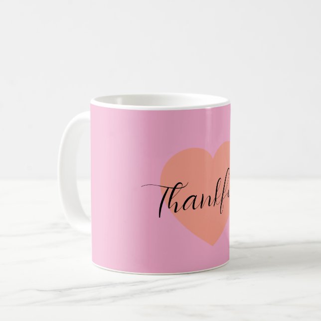 Café Caneca Coração Grato – Design Mínimo de Coração Du (Frente Esquerda)