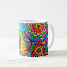 Caneca cura de activação da arte da mandala da paz