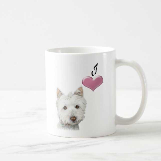 Café Caneca da arte do cão de Westie do amor (Direita)