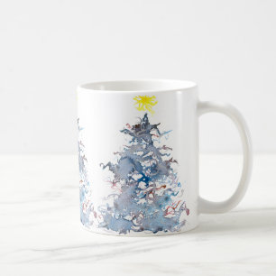 Café Caneca da árvore de Natal, azul