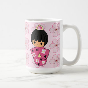 Café Caneca da boneca de Kawaii Kokeshi