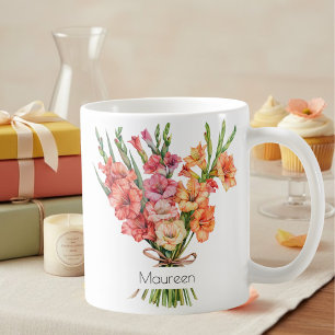 Café Caneca da Flor de Nascimento de Agosto Gladiolus