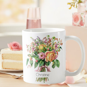 Café Caneca da Flor de Nascimento de Junho Rosas & Ma