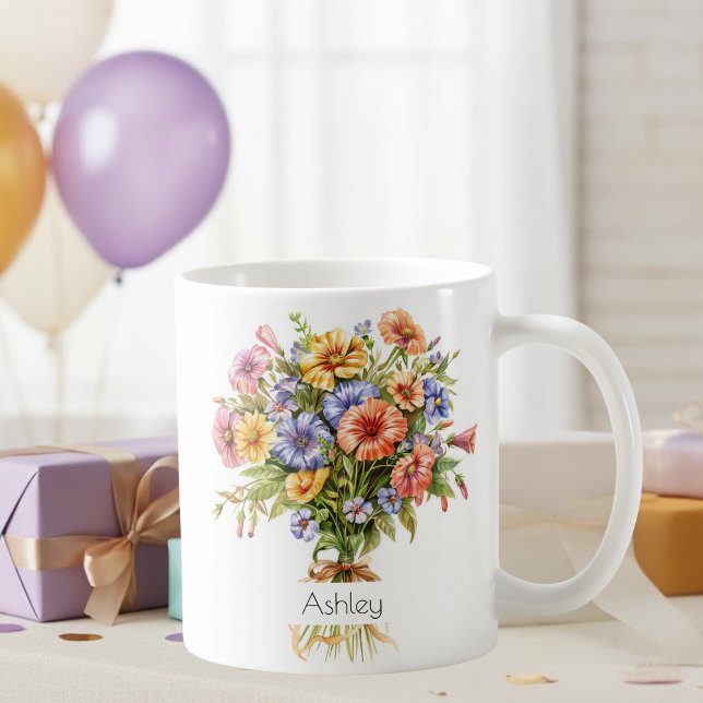 Café Caneca da Flor de Nascimento de Setembro | Áster (Criador carregado)