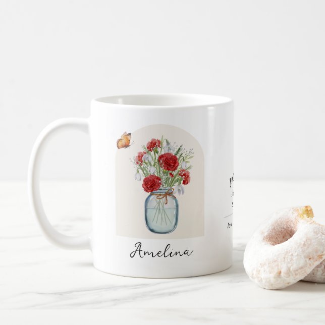 Café Caneca da Flor do Mês de Nascimento de Janeiro (Com Donut)